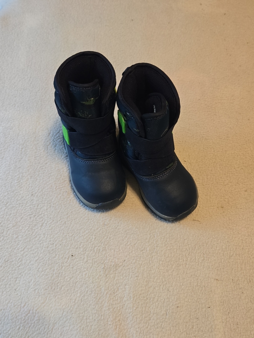 Carter's Navy Boots with Bright Green Dino Accents